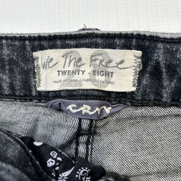 WE THE FREE Crvy Distressed Hi-Rise Button Fly Cut Off Jean Shorts 28 Black - Picture 4 of 9